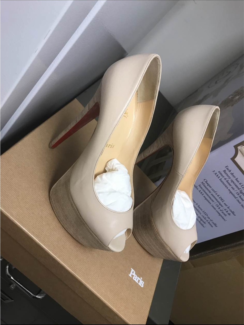 Christian Louboutin Nude Peep-Toe Platform Pumps